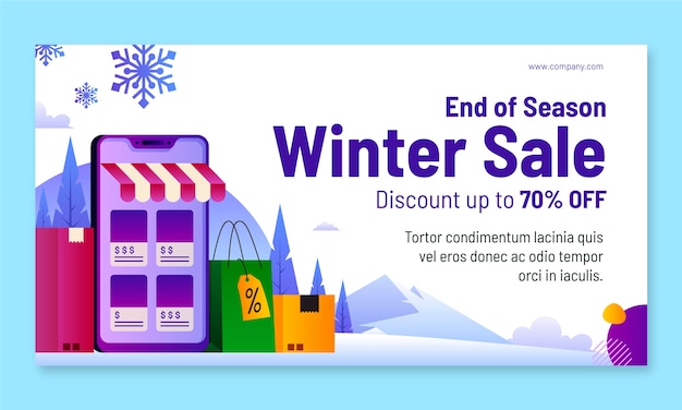 Gratis vector winterseizoen verkoop social media promo sjabloon