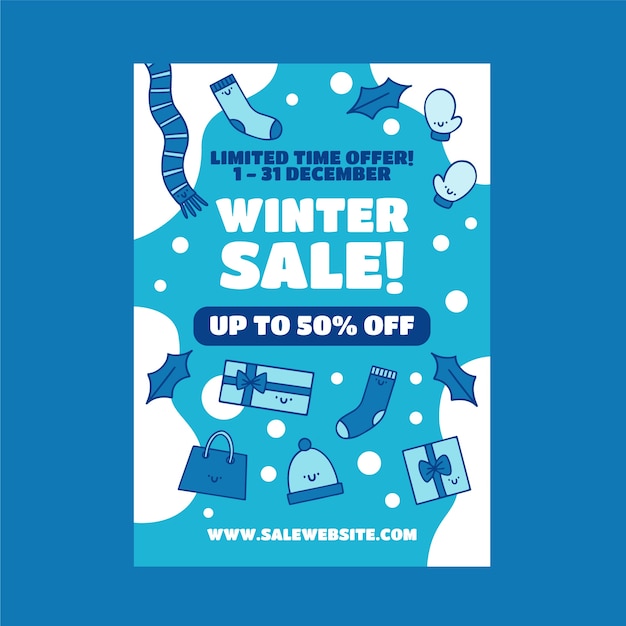 Gratis vector winterseizoen verkoop verticale poster sjabloon