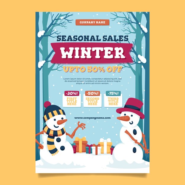 Gratis vector winterseizoen verkoop verticale poster sjabloon