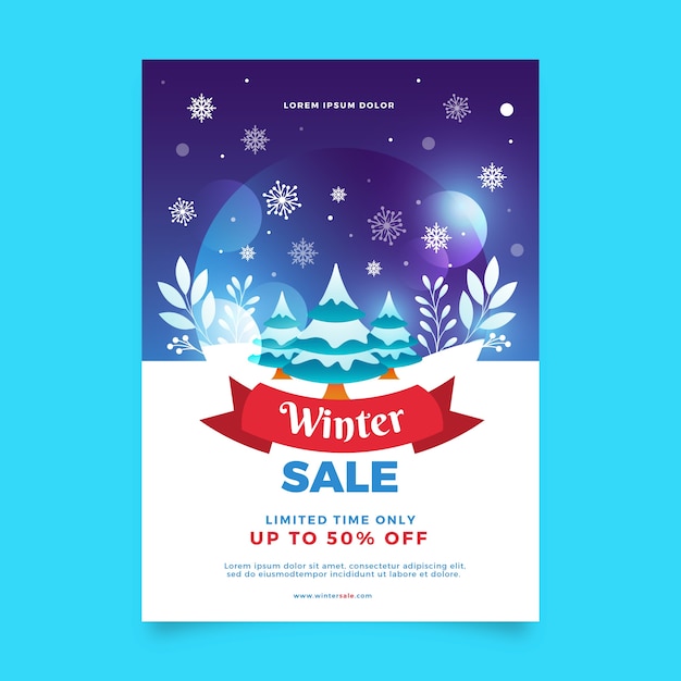 Winterseizoen verkoop verticale poster sjabloon