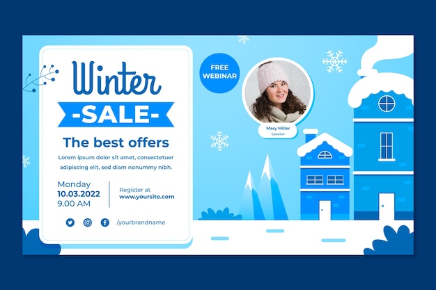 Gratis vector winterseizoen verkoop webinar sjabloon