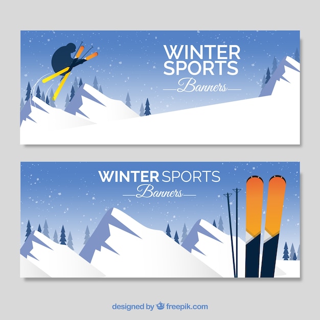 Gratis vector wintersport banner collectie