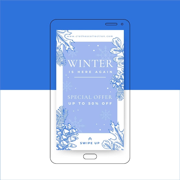 Gratis vector winterverhalen op sociale media