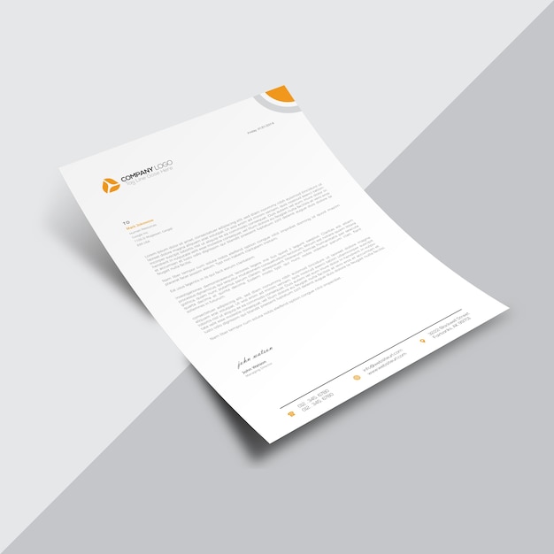 Gratis vector wit business document met oranje details