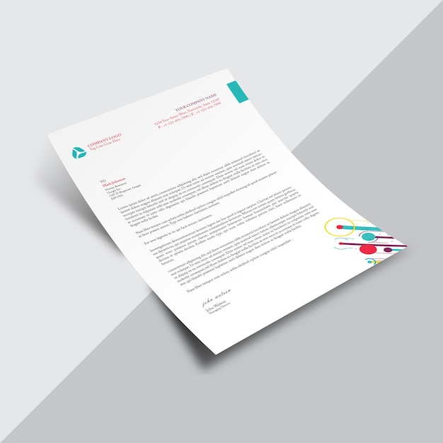 Wit business document met veelkleurige details