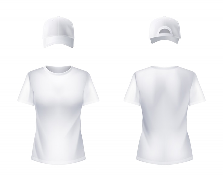 Gratis Vector wit t-shirt en baseballcap man realistisch