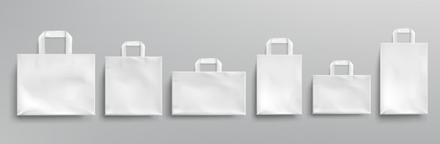 Gratis vector witboek eco tassen verschillende vormen.
