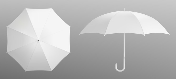 Gratis Vector witte 3d geïsoleerde lege paraplu mockup vector