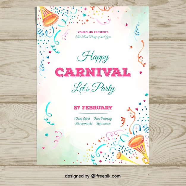 Witte carnaval partij flyer sjabloon