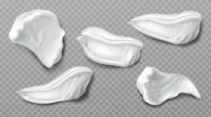 Gratis Vector witte crèmestalen van cosmetisch schuim
