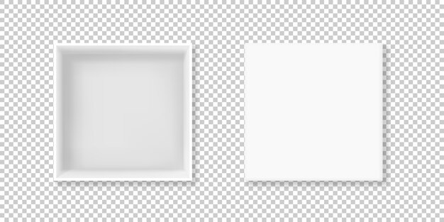 Witte doosillustratie van realistisch 3D karton of kartondocument vierkant leeg pakket