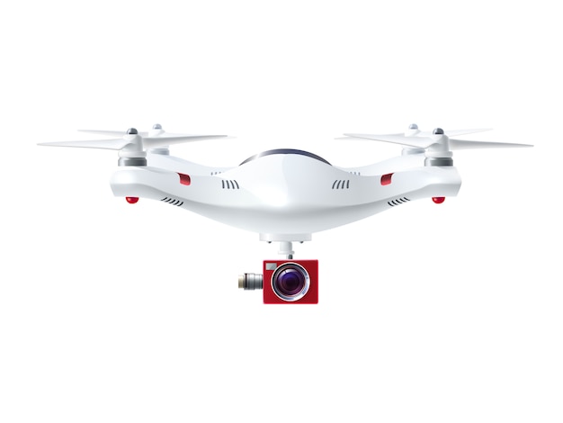 Witte drone met rode camera