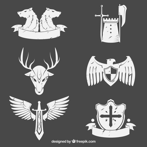 Witte emblemen van ridders
