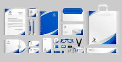 Gratis vector witte en blauwe professionele zakelijke briefpapier sjabloon in collectie