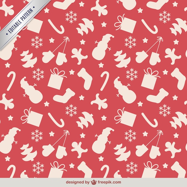 Gratis vector witte en rode kerst naadloze patroon