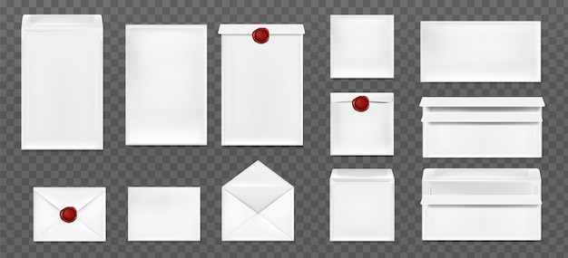 Witte enveloppen met rode lakzegel
