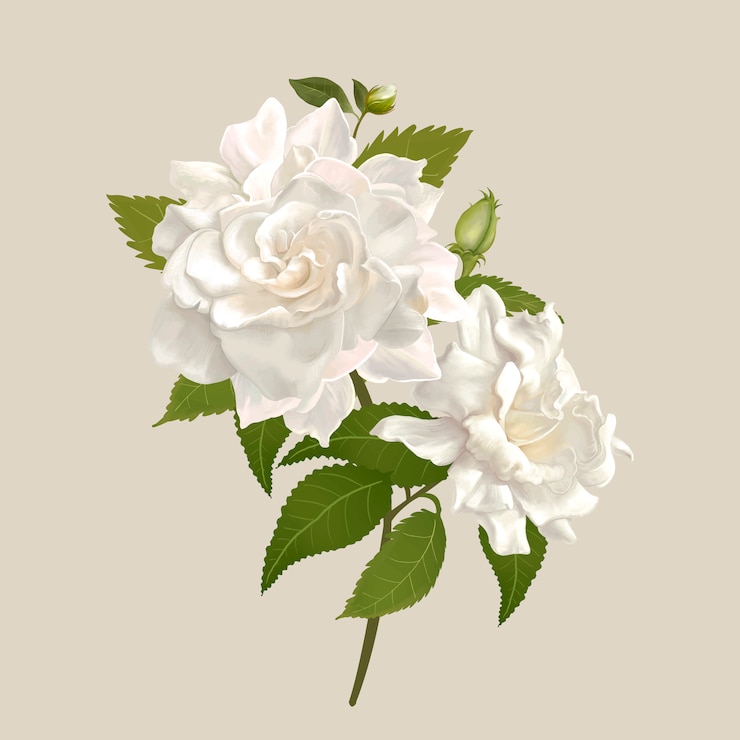 Gratis Vector witte gardeniabloemen