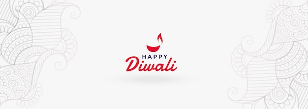 Witte gelukkige diwali festivalbanner