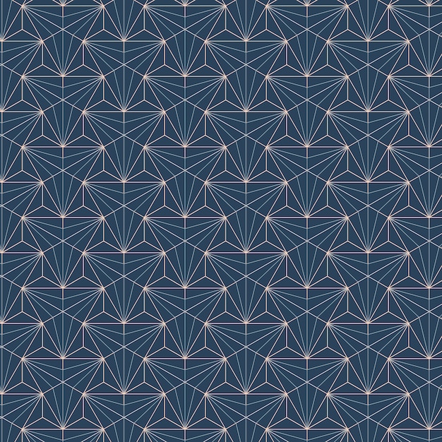 Witte geometrische naadloze patronen die op een blauwe achtergrond worden geplaatst