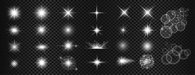 Gratis vector witte glitters en grote lensflare