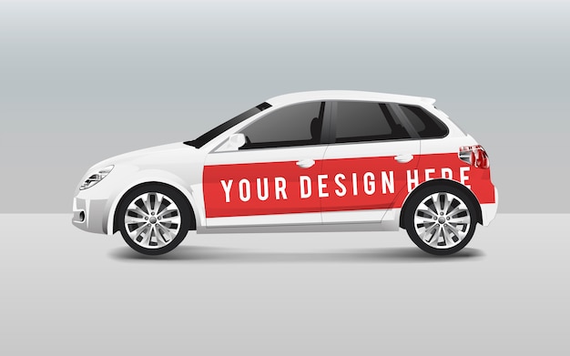 Gratis vector witte hatchback auto sjabloon vector voor ontwerp