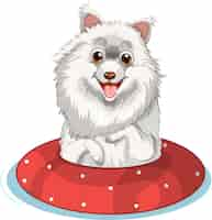 Gratis vector witte hond in drijvende ring