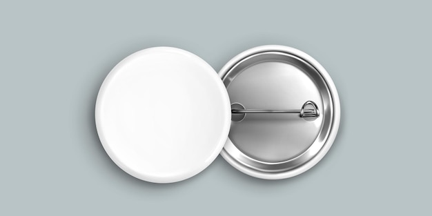 Witte lege pin knop mockup Ronde badge vector