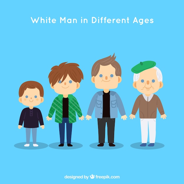 Gratis vector witte mannencollectie in verschillende leeftijden