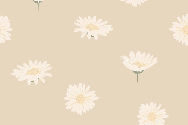 Gratis vector witte margriet bloemmotief vector op beige background