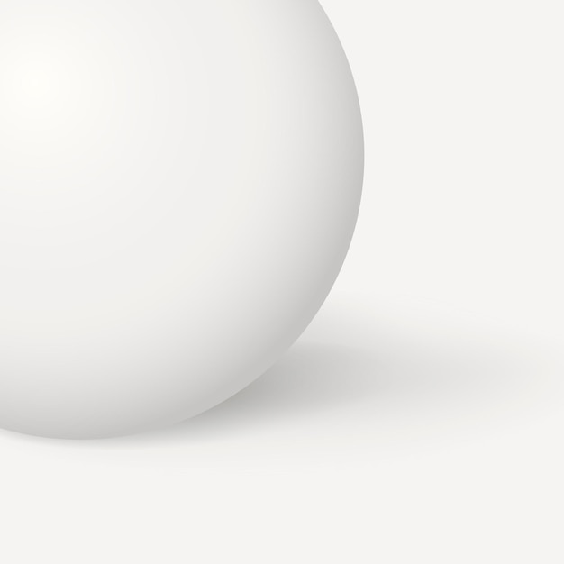 Witte minimale achtergrond, 3D-bol, geometrische vormvector