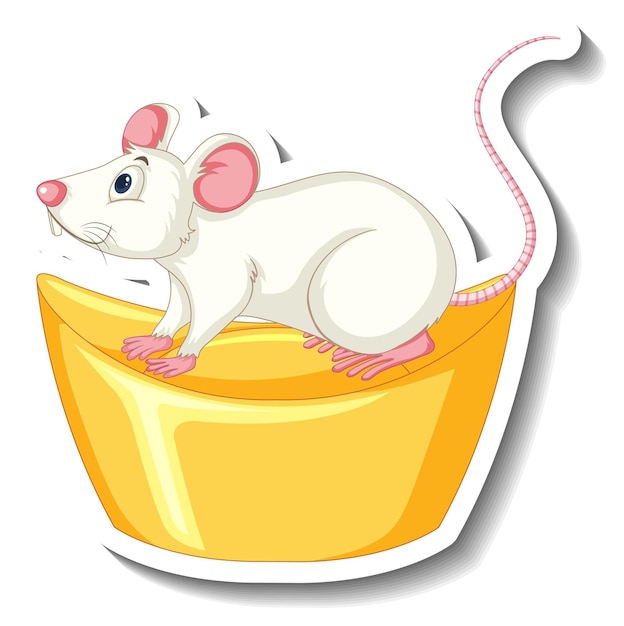 Gratis vector witte rat staande op gouden sycee