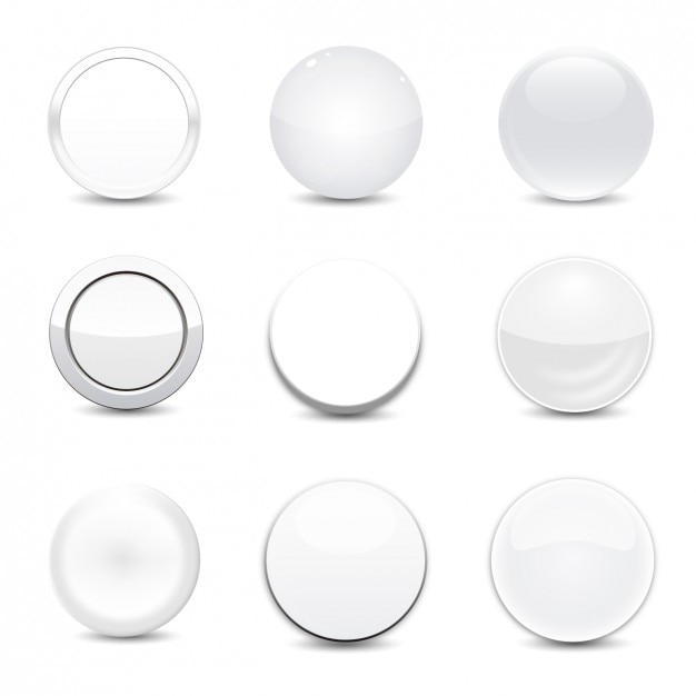 Gratis vector witte ronde knop set