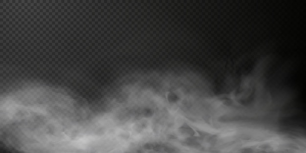 Witte rookwolk geïsoleerd op transparante zwarte achtergrond png stoomexplosie speciaal effect Premium Vector