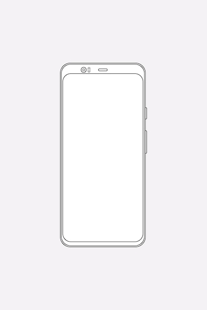 Witte smartphone omtrek, digitale apparaat vectorillustratie