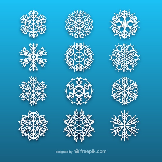 Gratis vector witte sneeuwvlokken collectie