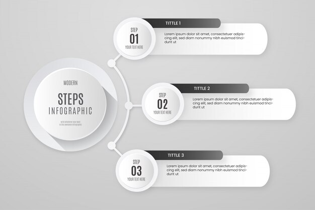 Witte stappen infographic sjabloon