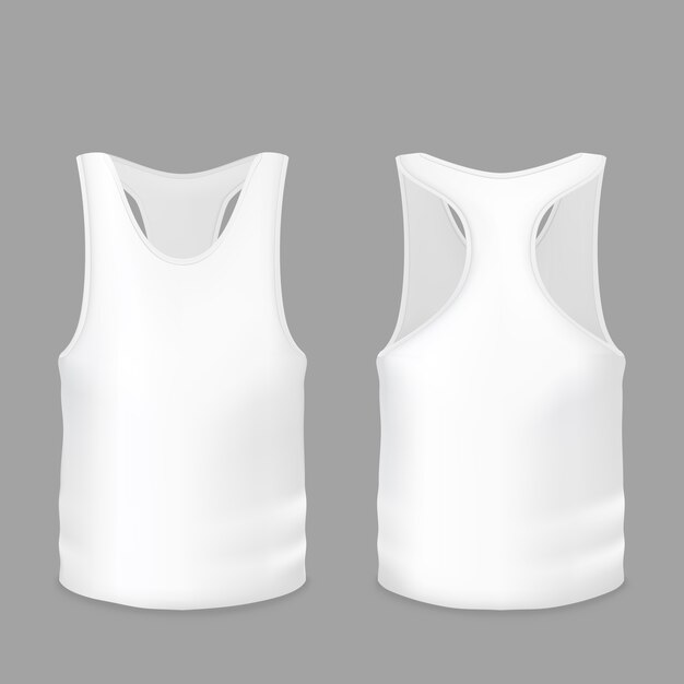 Witte tanktop of T-shirt illustratie van 3D-realistische casual of sportkleding model