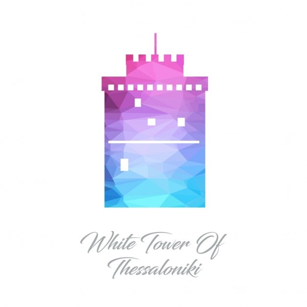 Gratis vector witte toren veelhoek logo