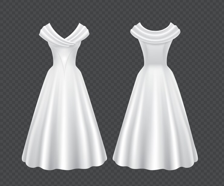 Gratis Vector witte trouwjurk met lange rok