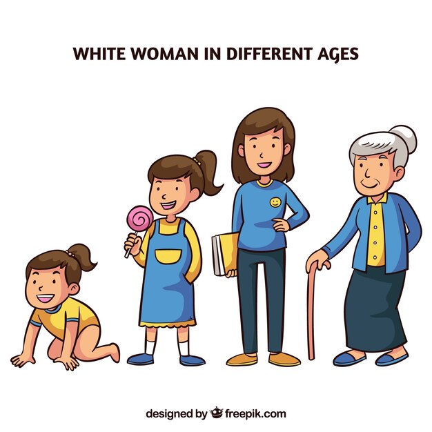 Witte vrouwencollectie in verschillende leeftijden