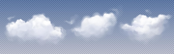 Gratis Vector witte wolken mist of rook in lucht of lucht fluffy cumulus wolken geïsoleerd op transparante achtergrond realistische vectorillustratie concept van weer meteorologie klimaat