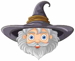 Gratis vector wizard hoofd cartoon geïsoleerd