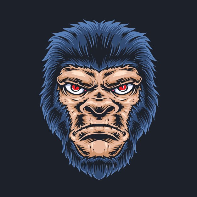 Woede gorilla hoofd vector logo