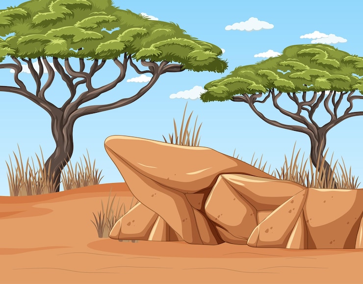 Gratis Vector woestijnlandschap met bomen