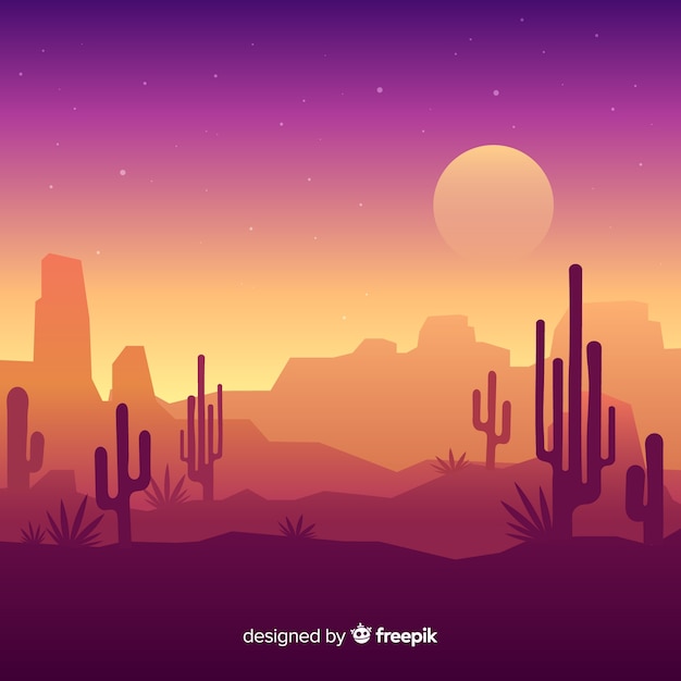 Woestijnlandschap nachttijd
