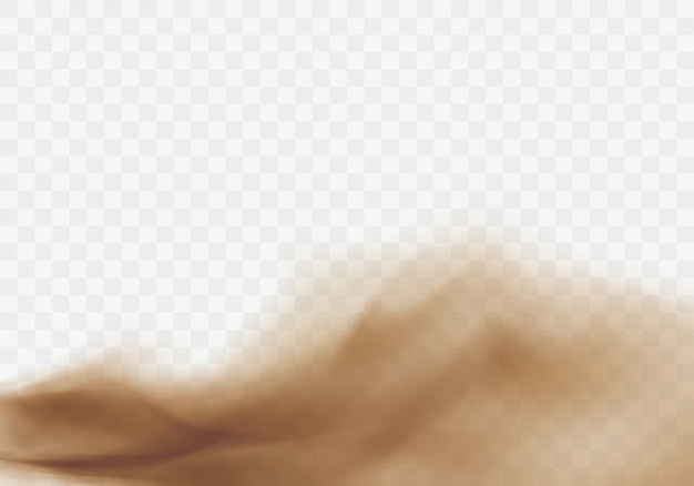 Gratis vector woestijnzandstorm, bruine stoffige wolk op transparant
