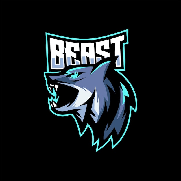 Gratis vector wolf esport mascotte ontwerp illustratie