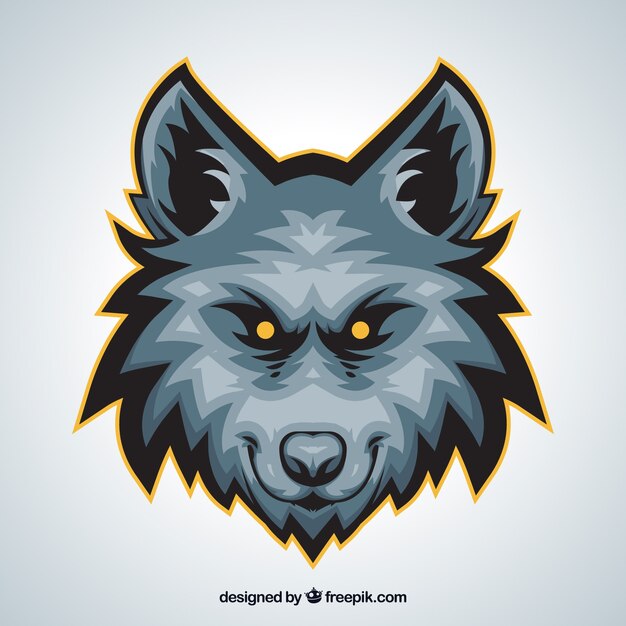 Wolf gezicht met gele ogen