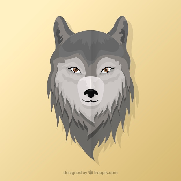 Gratis vector wolf hoofd achtergrond in plat ontwerp