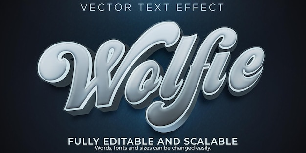 Gratis vector wolf-teksteffect, bewerkbare wild- en jager-tekststijl